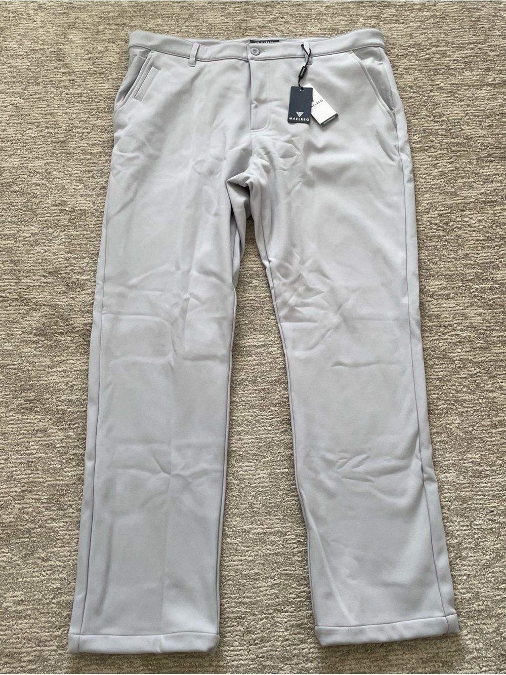 Maelreg Proflex Performance Golf Pants Men 38x34 Light Gray 4-Way Stretch UPF30+